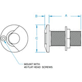 Groco 3/4" bronze Thru Hull W/Nut diagram