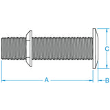 Bronze 3/4" Bronze Long Thru Hull diagram