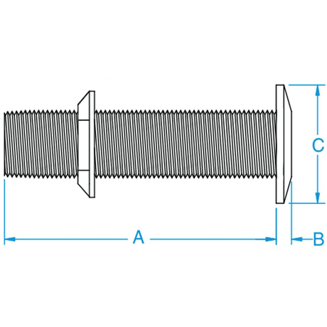 Bronze 3/4" Bronze Long Thru Hull diagram
