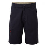 Black shorts with a red label on a white background