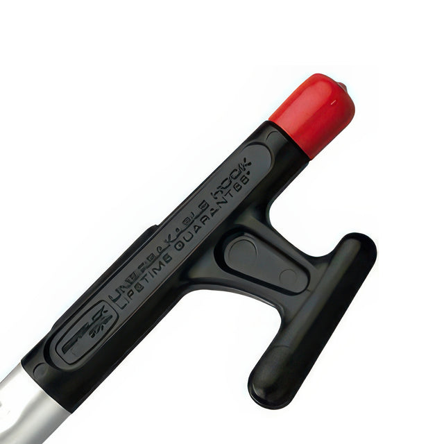 Black and red tool with a white background