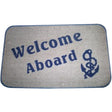 18" X 30" Tan & Navy Stars Welcome Aboard Mat.