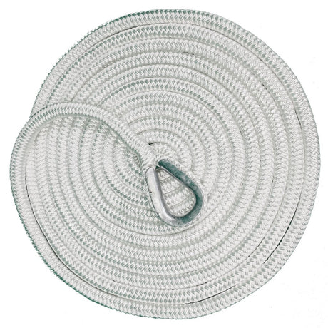 White Hard Eye 1/2" x 20' Braided Mooring Line