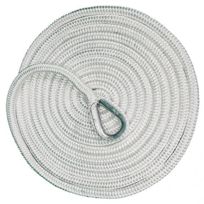 White Hard Eye 1/2" x 25' Braided Mooring Line