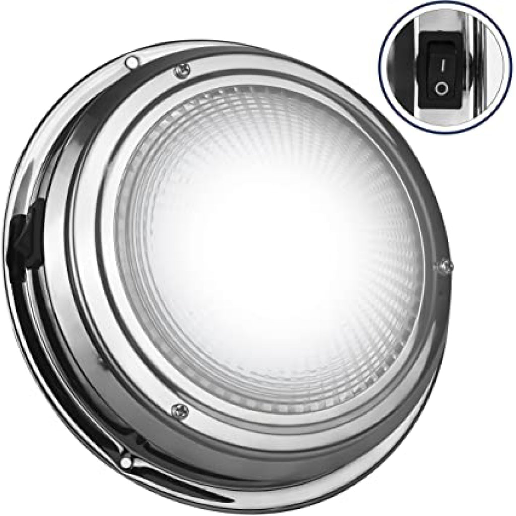 LED Stainless Dome Light - 5" Diameter, Red & White