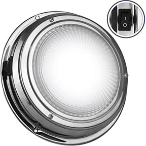 LED Stainless Dome Light - 5" Diameter, Red & White