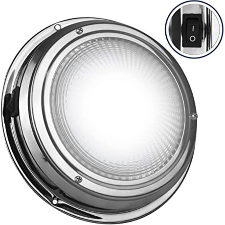 LED Stainless Dome Light - 5" Diameter, Red & White