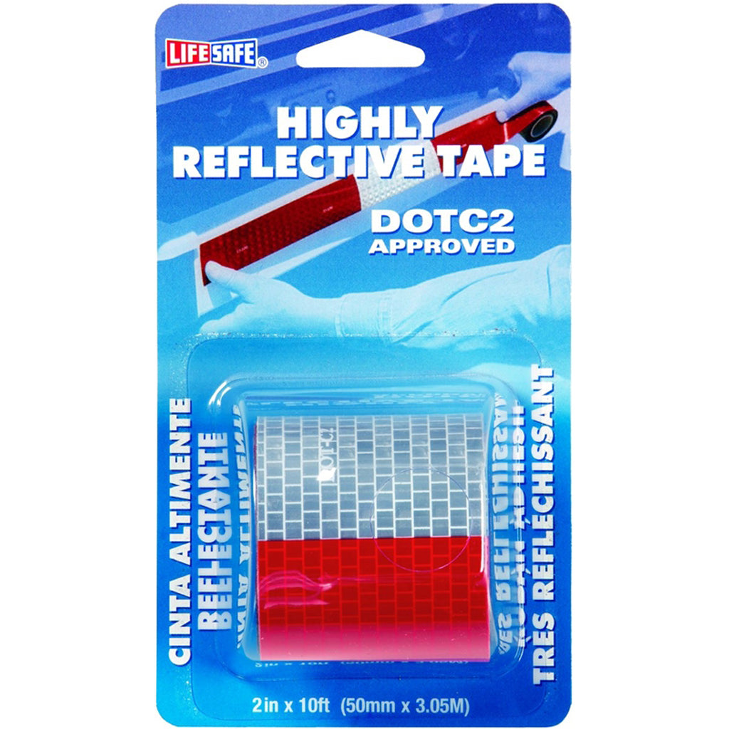 2" x 10' Roll Red/Silver Reflective Tape