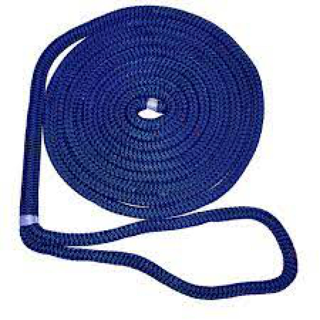 Braided Nylon Dock Line - w/eye, 3/4" x 25', Navy