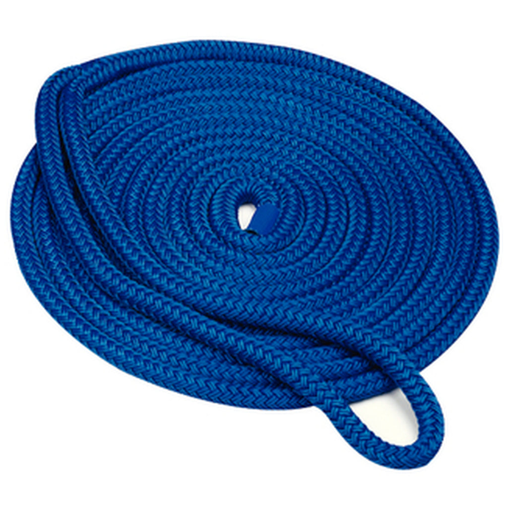Braided Nylon Dock Line - w/Eye, 3/4" x 30', Blue
