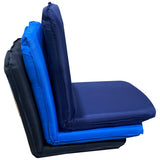 3 colours of folding chairs.