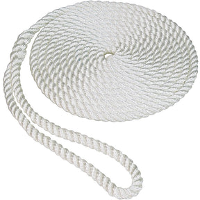 Twisted Nylon Dock Line w/Eye, 5/8" x 25', White