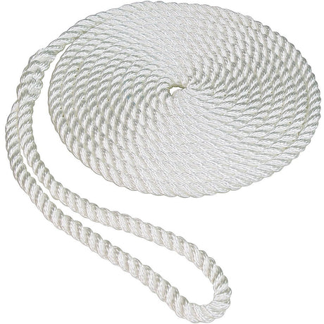 Twisted Nylon Dock Line w/Eye, 5/8" x 25', White