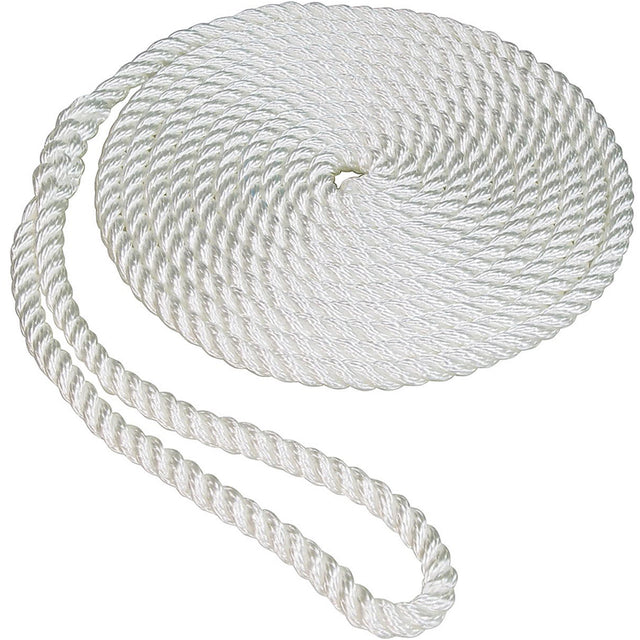 Twisted Nylon Dock Line w/Eye, 5/8" x 25', White