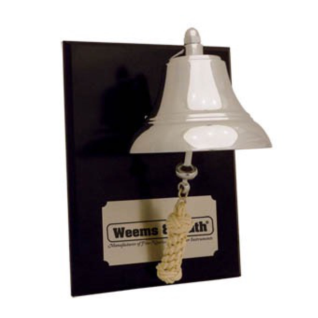 Weems & Plath Brass Bell On Mahogany Plaque