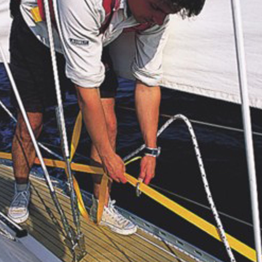 Person With Plastimo 14m Yellow Jackline Pair.