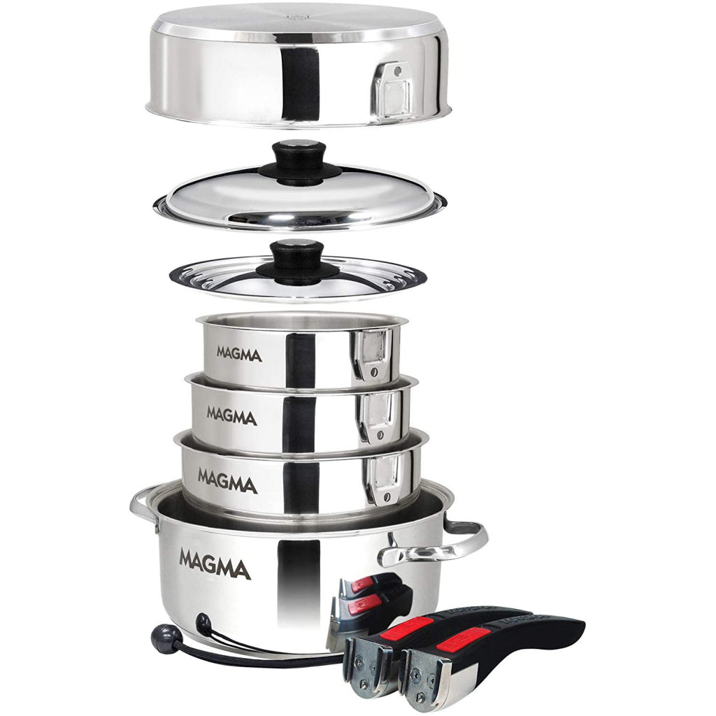 Stacked  10pc Stainless Steel Nestable Induction Cookware.
