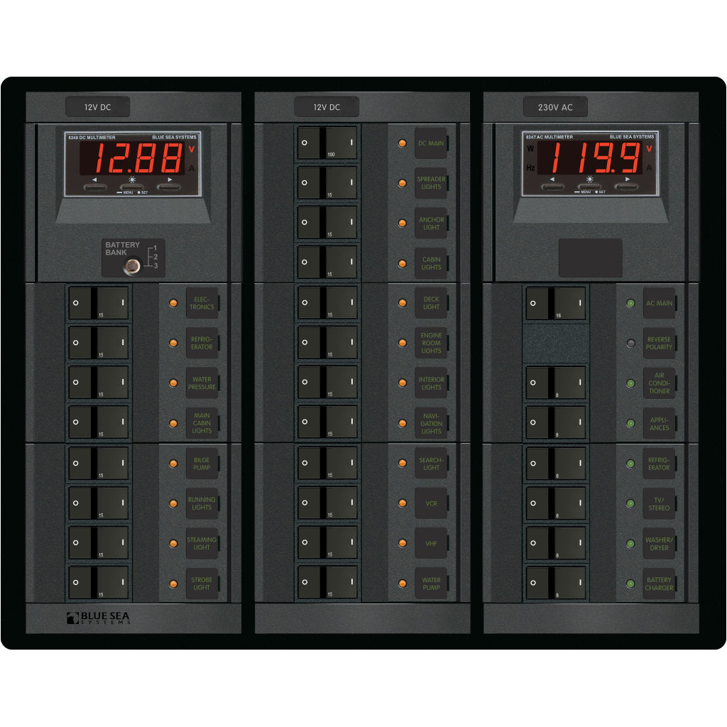 Blue Seas Systems 12/230V DC/AC 19/6 Pos. Panel