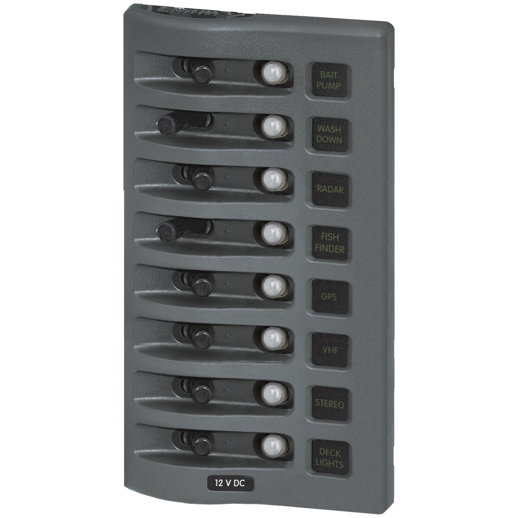 Blue Sea 4378 12V DC Circ. Br. Panel Gray 8 Pos.