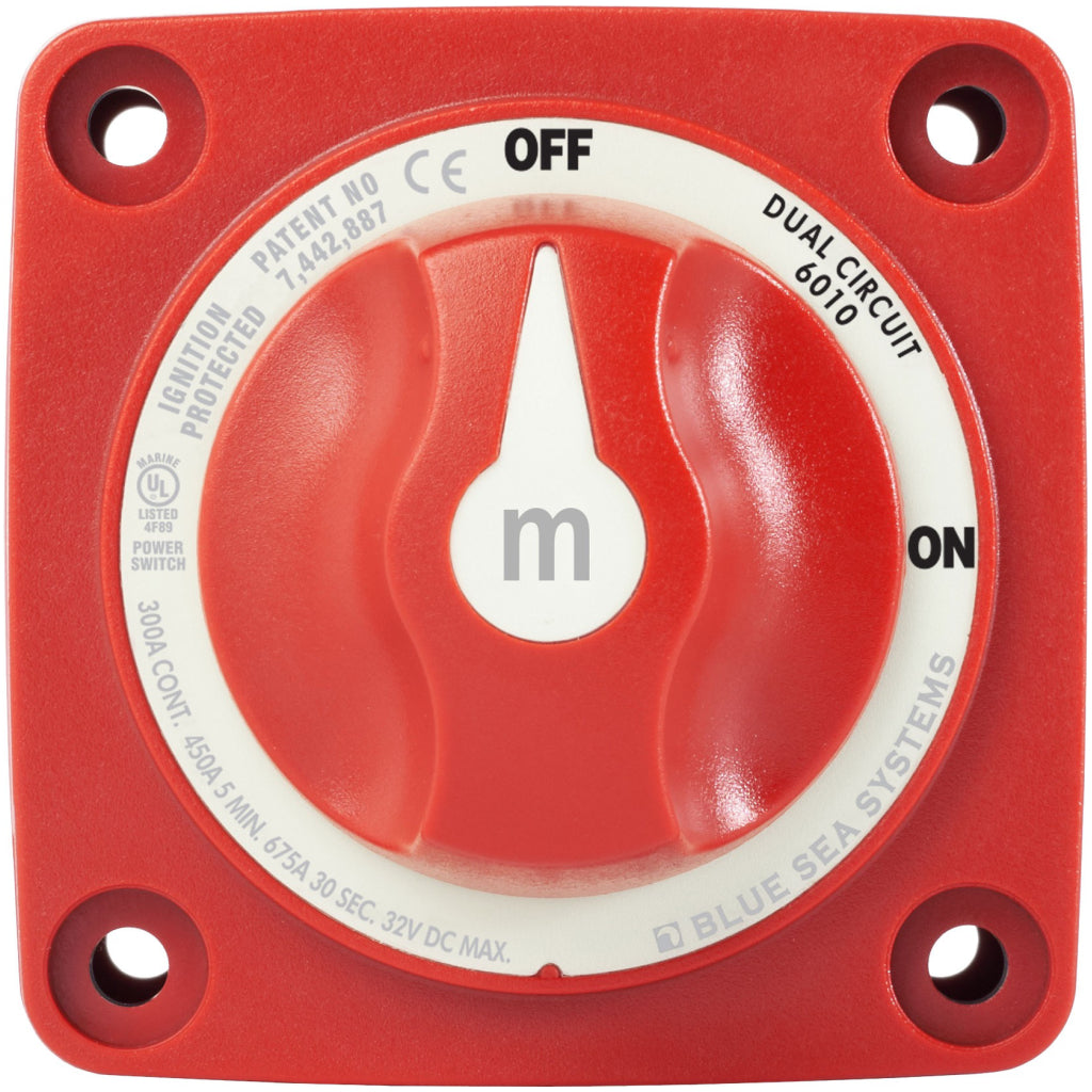 Blue Sea 6010 Mini Dual Circuit Battery Switch-Red