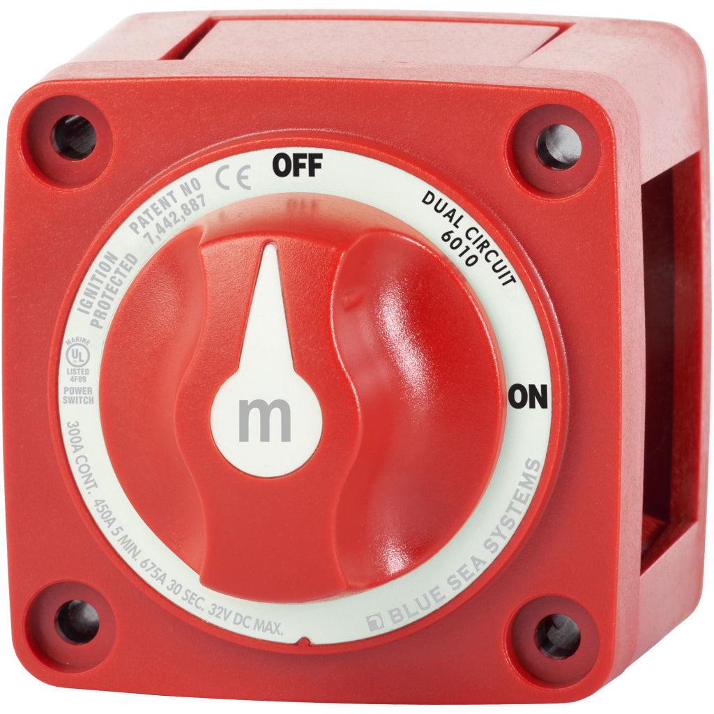 Blue Sea 6010 Mini Dual Circuit Battery Switch-Red