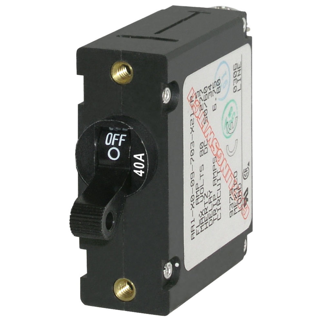 Blue Sea Single Pole Circuit Breaker - 40A Black