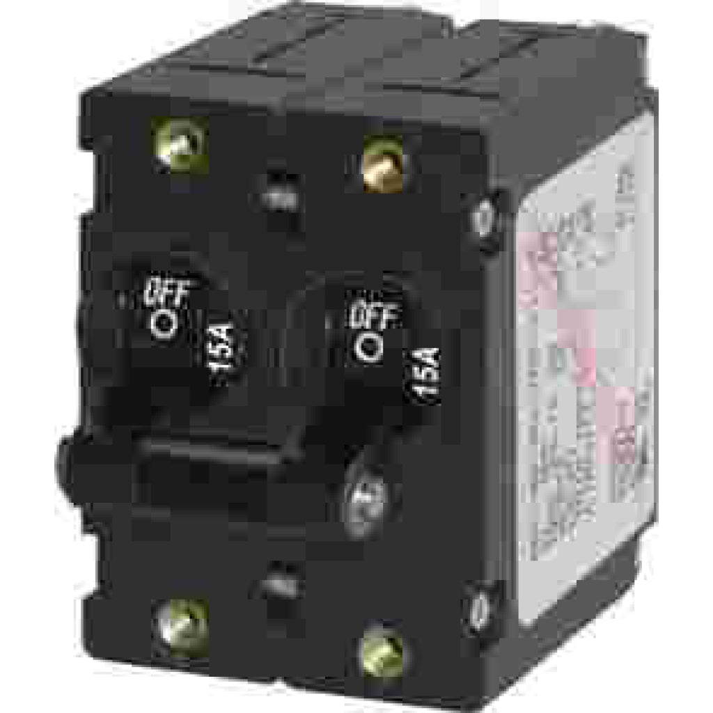 Blue Sea Double Pole Circuit Breaker - 15A Black