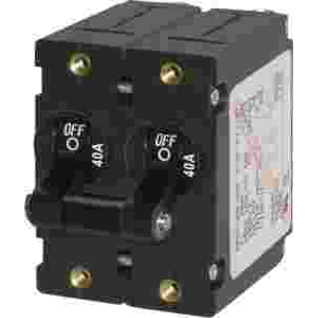 Blue Sea Double Pole Circuit Breaker - 40A Black