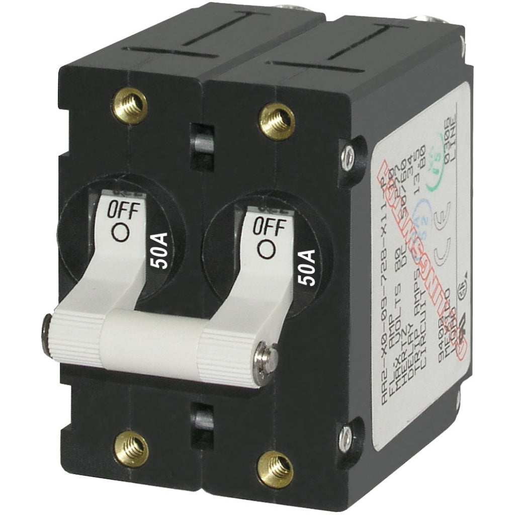 Blue Sea Double Pole Circuit Breaker - 50A White