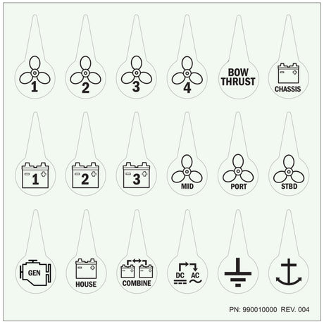 Blue Seas Systems Battery Switch ICON Label Kit