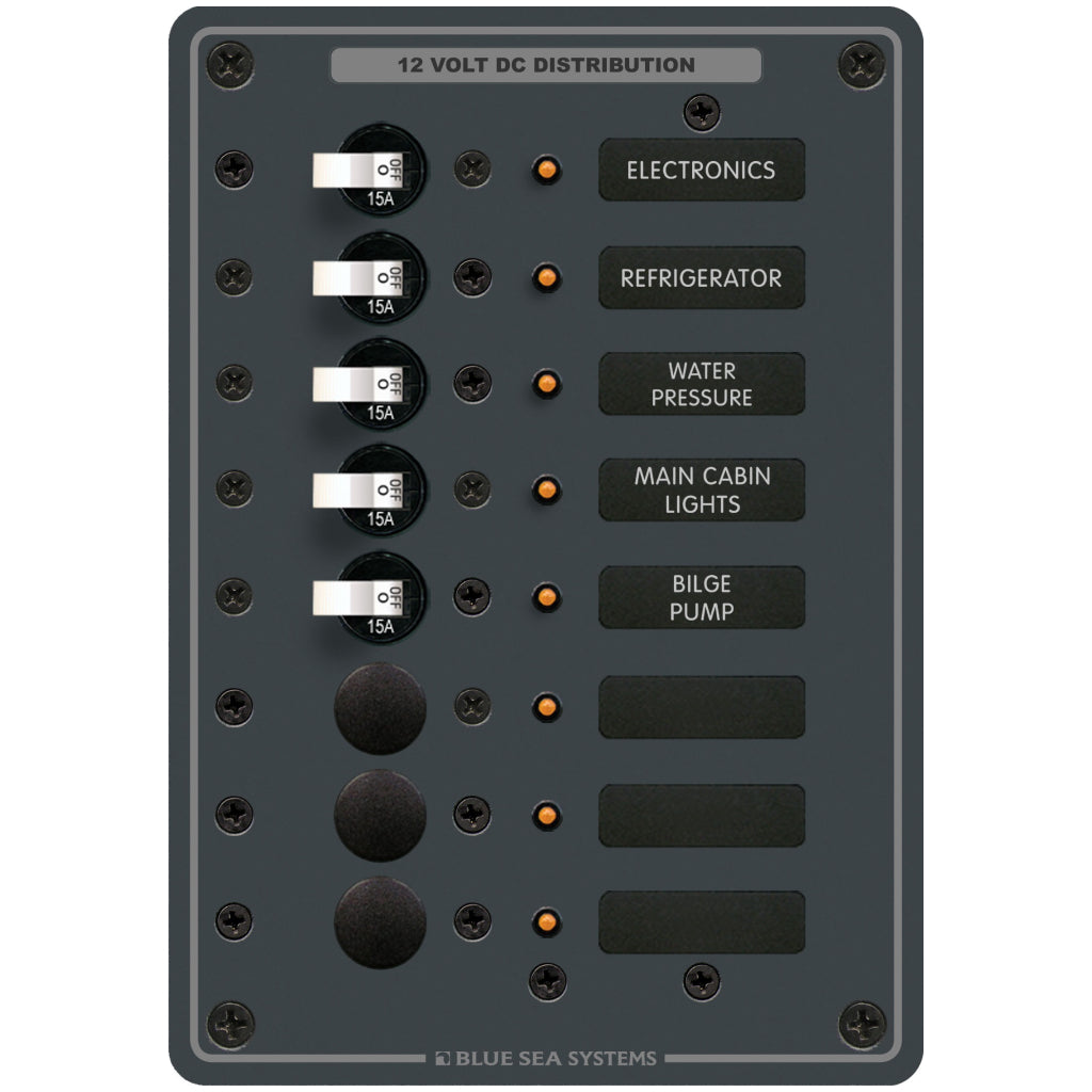 Blue Sea 8 Positions Traditional Metal DC Panel