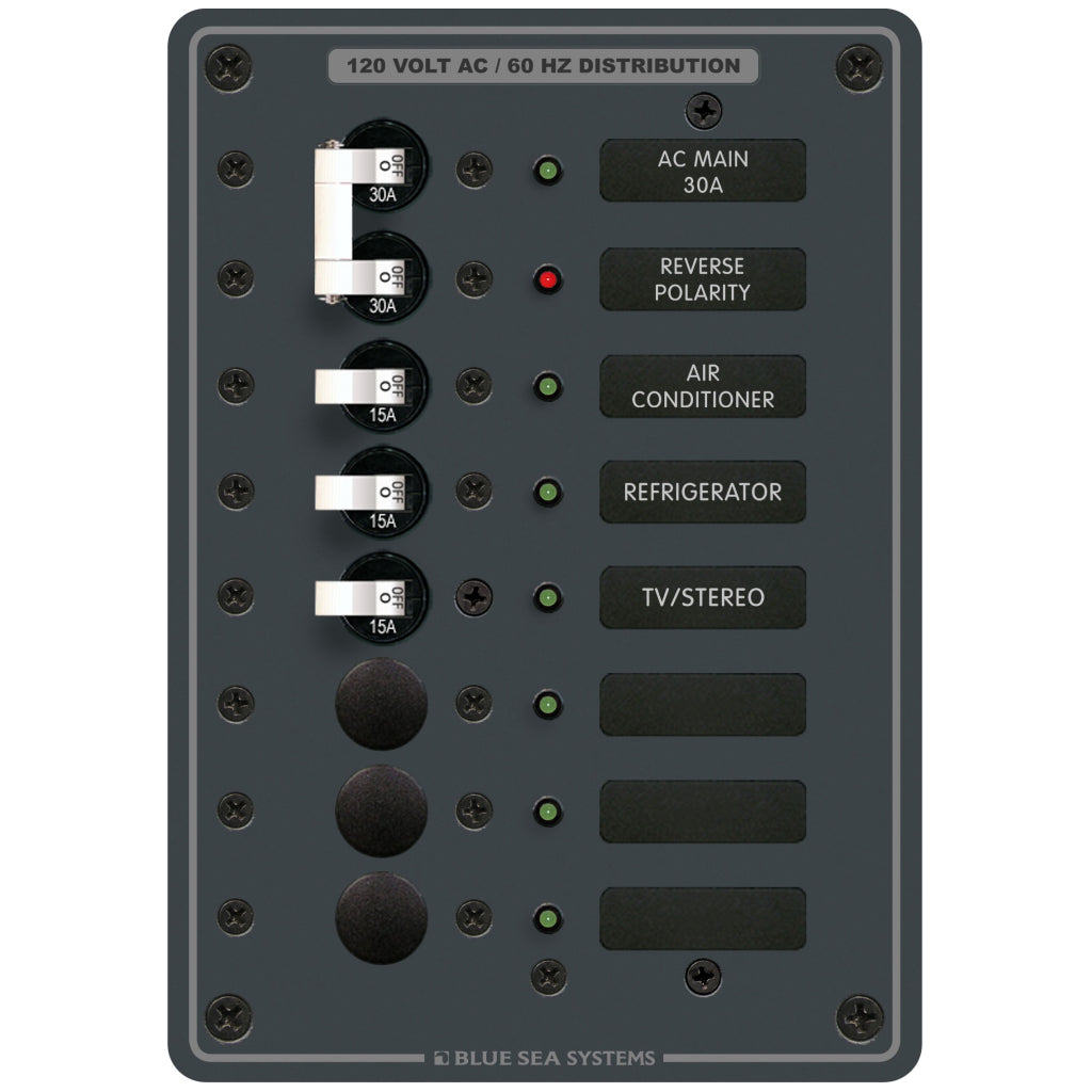 Blue Sea 8027 Trad. Metal Panel AC Main + 6 Pos