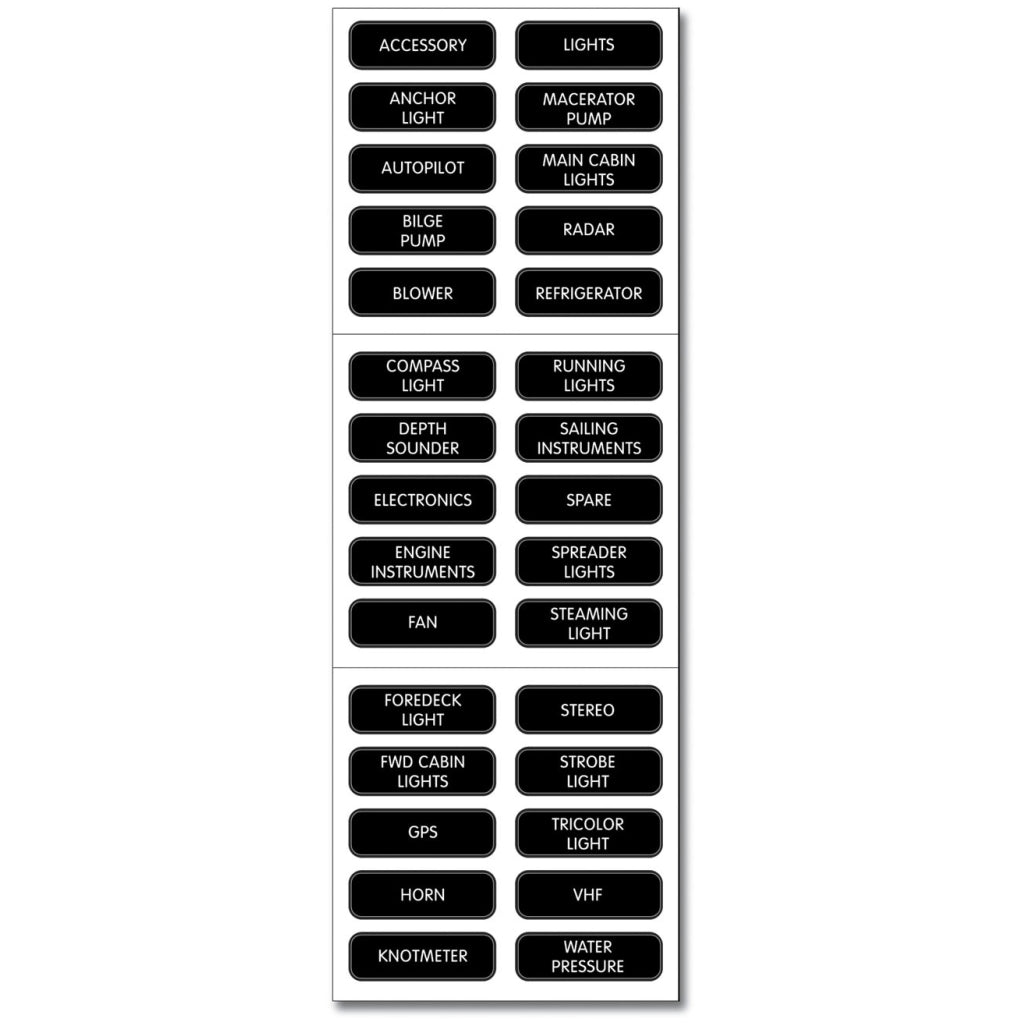 Blue Sea 8030 Basic DC Panel Label Set - 30 Labels
