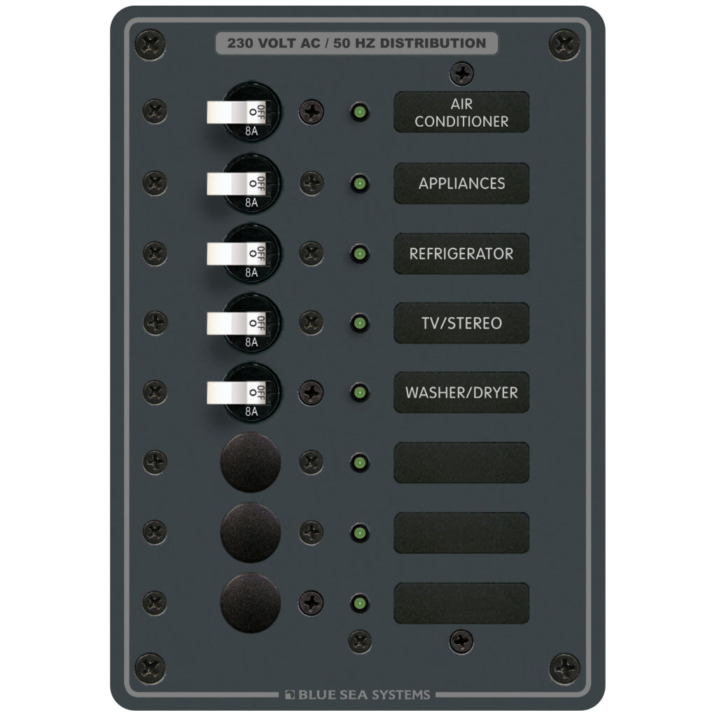 Blue Sea European AC 8 Pos. Panel