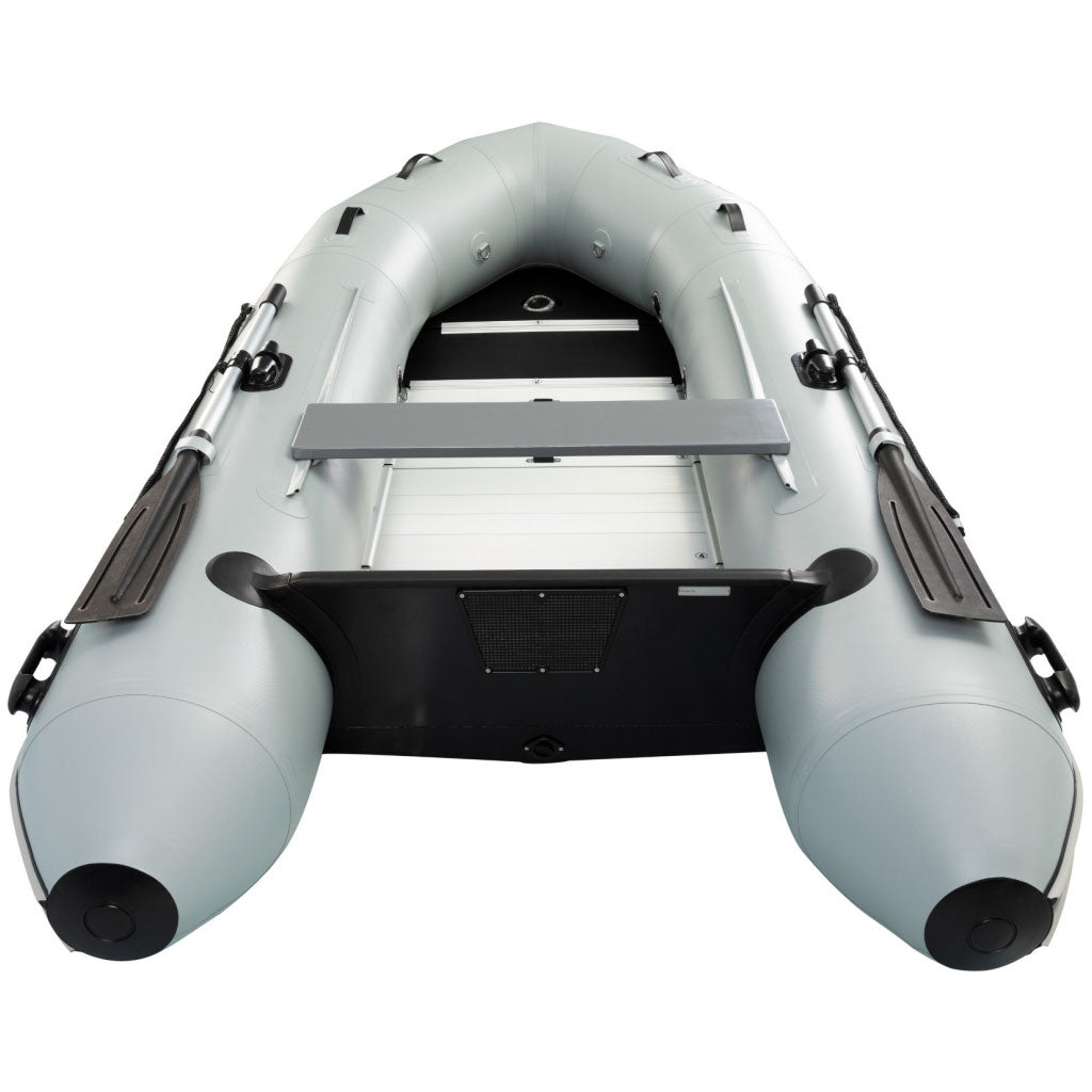 Back Of Quicksilver Sport Inflatable- 320 Aluminum Floor.