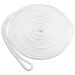 Braided Nylon Dock Line with eye-1/2" x 15' White