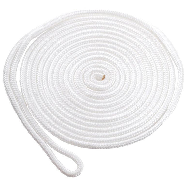 Braided Nylon Dock Line with eye-1/2" x 15' White