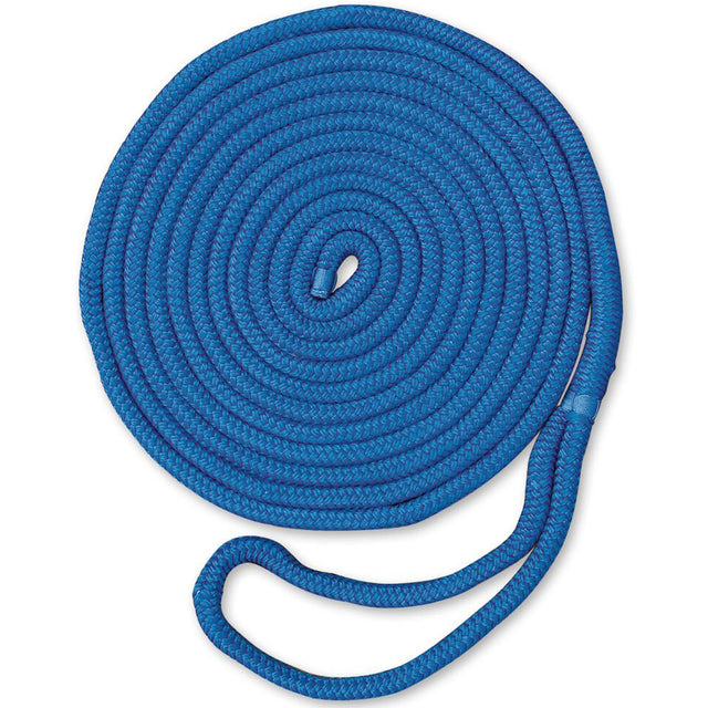 Braided Nylon Dock Line with eye-1/2" x 20' Blue