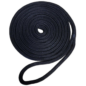Braided Nylon Dock Line with eye-1/2" x 20' Black
