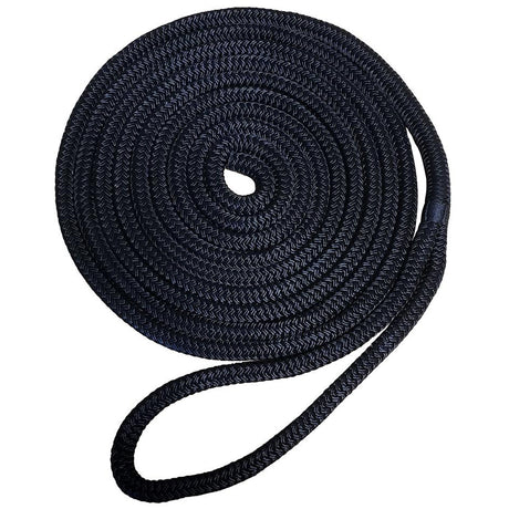 Braided Nylon Dock Line with eye-1/2" x 20' Black