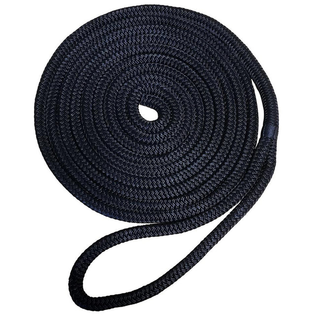 Braided Nylon Dock Line with eye-1/2" x 20' Black
