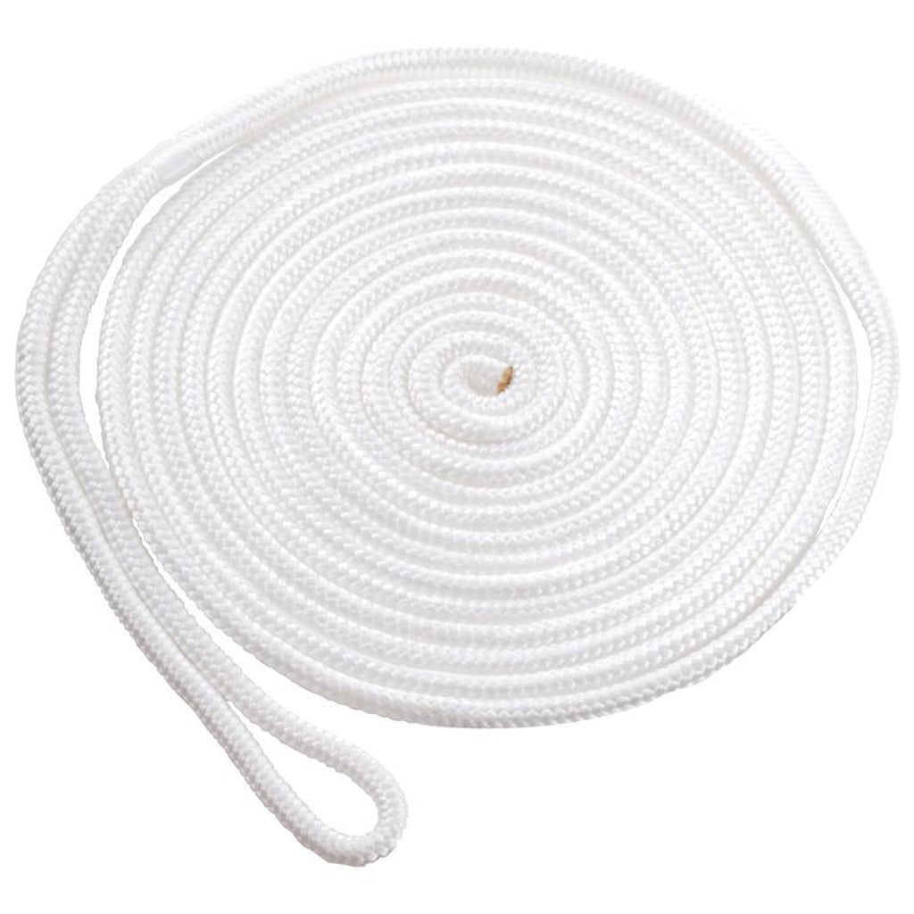 Braided Nylon Dock Line with eye-1/2" x 20' White