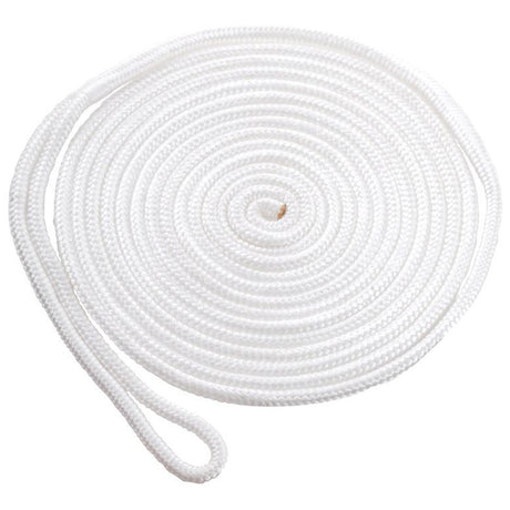 Braided Nylon Dock Line with eye-1/2" x 30' White