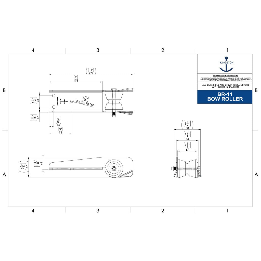 Tech Drawing Of Kingston Br-11 Bow Roller.