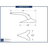 Tech Drawing Of Kingston Quickset 14lb Mirror Finish Plow Anchor.