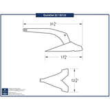 Tech Drawing Of Kingston Quickset 22lb Mirror Finish Plow Anchor.