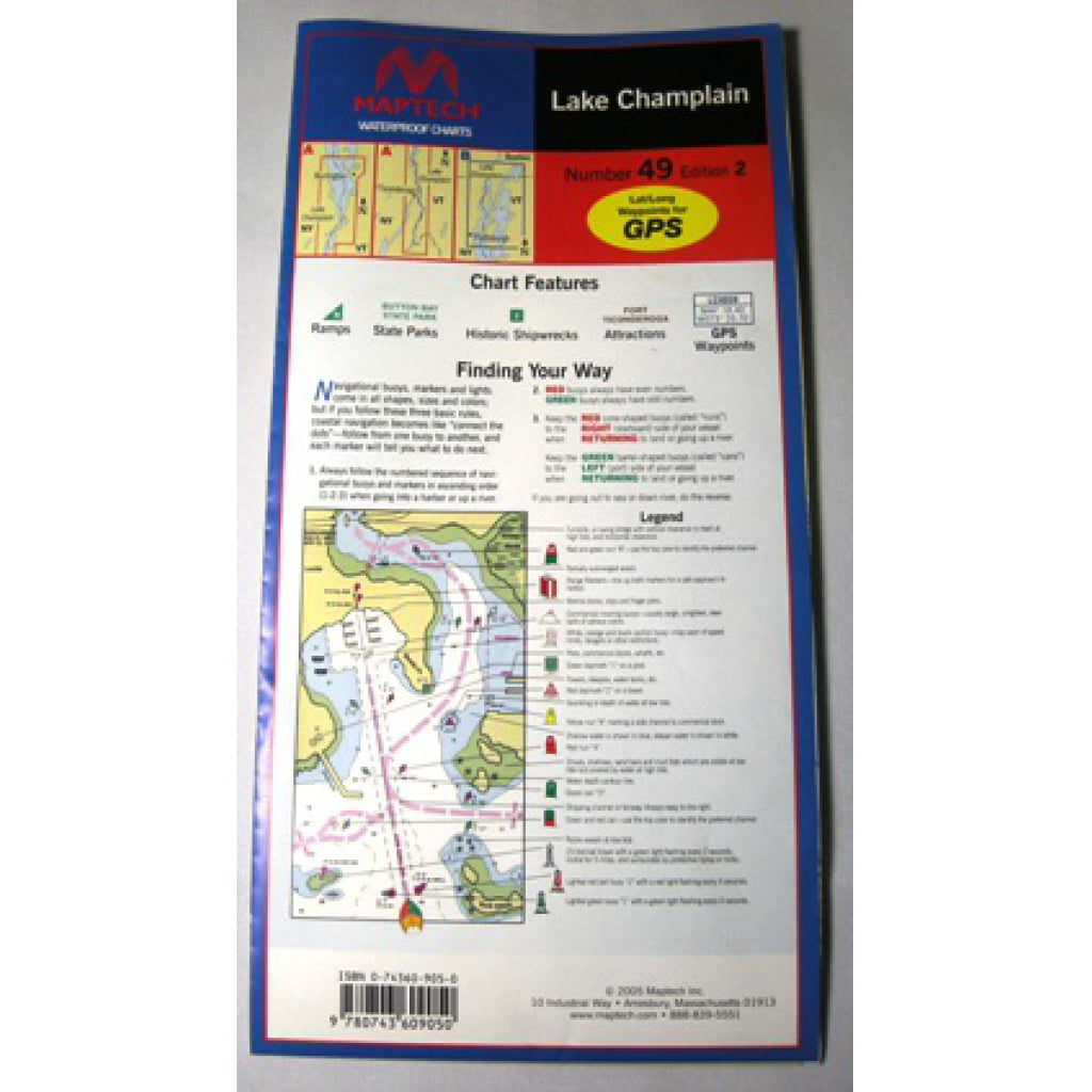 Maptech Lake Champlain Waterproof Chart