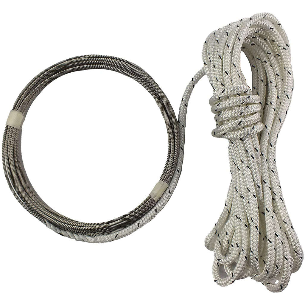 Halyard 1/8" x 40ft Wire 3/8" x 40ft White Rope